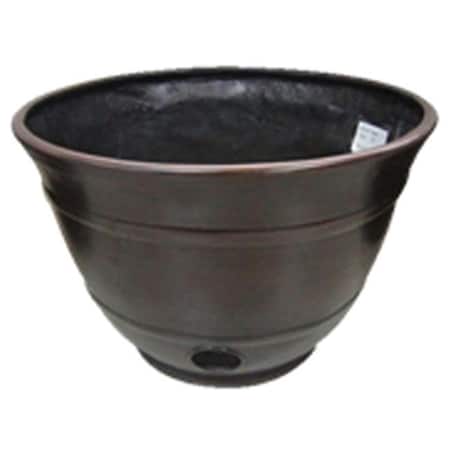 Gardencontrol 12 x 18 in. Burnt Copper High Density Resin Hose Pot GA8180